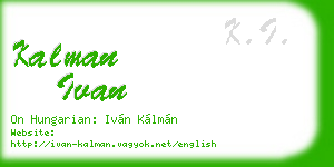 kalman ivan business card
